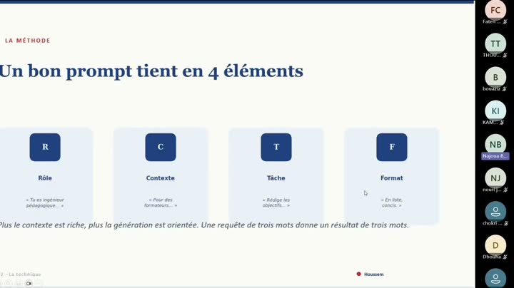 Diapositive d'une session en ligne sur la rédaction de requêtes